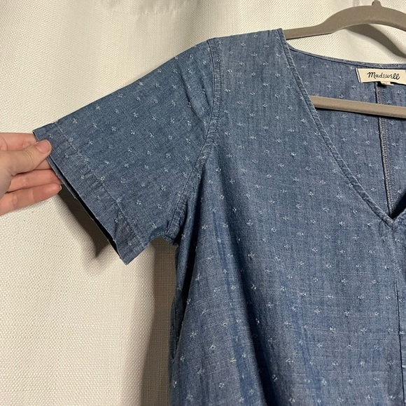 Madewell Chambray Eyelet V Neck Tie Top Small - Picture 7 of 11